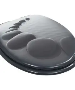 vidaXL WC Toilet Seat with Soft Close Lid MDF Stones Design