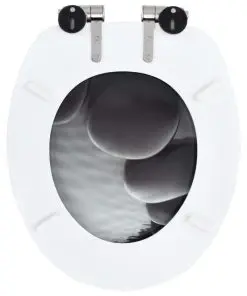 vidaXL WC Toilet Seat with Soft Close Lid MDF Stones Design