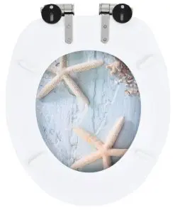 vidaXL WC Toilet Seat with Soft Close Lid MDF Starfish Design