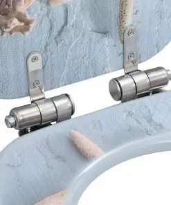 vidaXL WC Toilet Seat with Soft Close Lid MDF Starfish Design