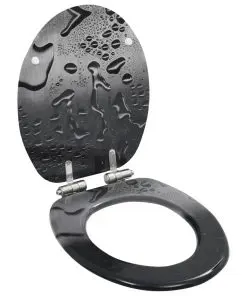 vidaXL WC Toilet Seat with Soft Close Lid MDF Water Drop Design