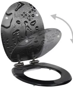 vidaXL WC Toilet Seat with Soft Close Lid MDF Water Drop Design