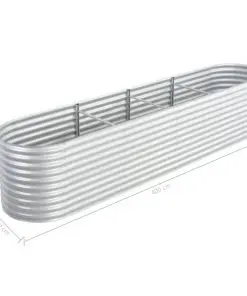 vidaXL Garden Planter 400x80x81 cm Galvanised Steel Silver