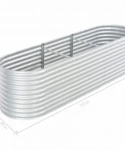 vidaXL Garden Planter 320x80x81 cm Galvanised Steel Silver