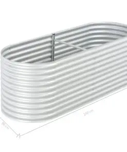 vidaXL Garden Planter 240x80x81 cm Galvanised Steel Silver