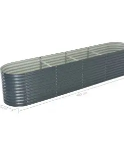 vidaXL Garden Planter 400x80x81 cm Galvanised Steel Grey