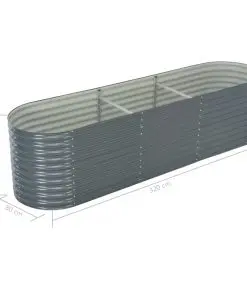 vidaXL Garden Planter 320x80x81 cm Galvanised Steel Grey