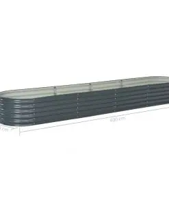 vidaXL Garden Planter 400x80x44 cm Galvanised Steel Grey
