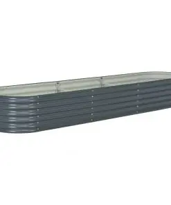 vidaXL Garden Raised Bed 320x80x44 cm Galvanised Steel Grey