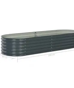 vidaXL Garden Planter 240x80x44 cm Galvanised Steel Grey