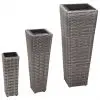 vidaXL Garden Raised Beds 3 pcs Poly Rattan Grey vidaXL Garden Raised Beds 3 pcs Poly Rattan Grey