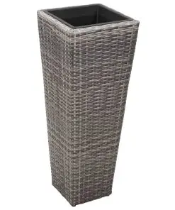 vidaXL Garden Planter Set 3 pcs Poly Rattan Grey