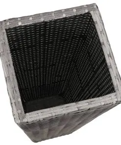 vidaXL Garden Planter Set 3 pcs Poly Rattan Grey