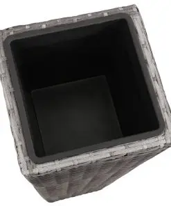 vidaXL Garden Planter Set 3 pcs Poly Rattan Grey