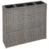 vidaXL Garden Raised Bed with 4 Pots Poly Rattan Grey vidaXL Garden Raised Bed with 4 Pots Poly Rattan Grey