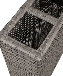 vidaXL Planter with 4 Pots Poly Rattan Grey