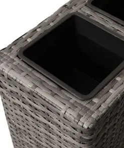 vidaXL Planter with 4 Pots Poly Rattan Grey