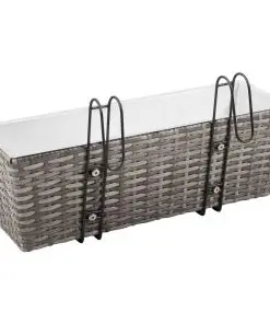 vidaXL Balcony Planters 2 pcs 50 cm Grey Poly Rattan