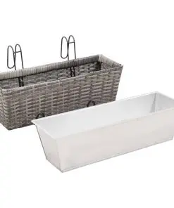 vidaXL Balcony Planters 2 pcs 50 cm Grey Poly Rattan