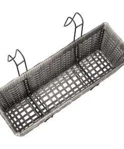 vidaXL Balcony Planters 2 pcs 50 cm Grey Poly Rattan