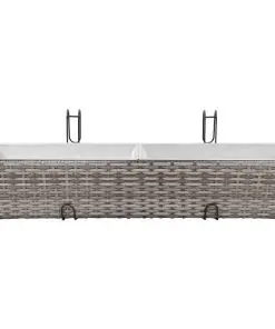 vidaXL Balcony Planters 2 pcs 80 cm Grey Poly Rattan