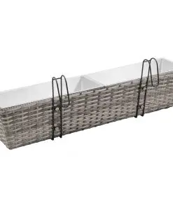 vidaXL Balcony Planters 2 pcs 80 cm Grey Poly Rattan