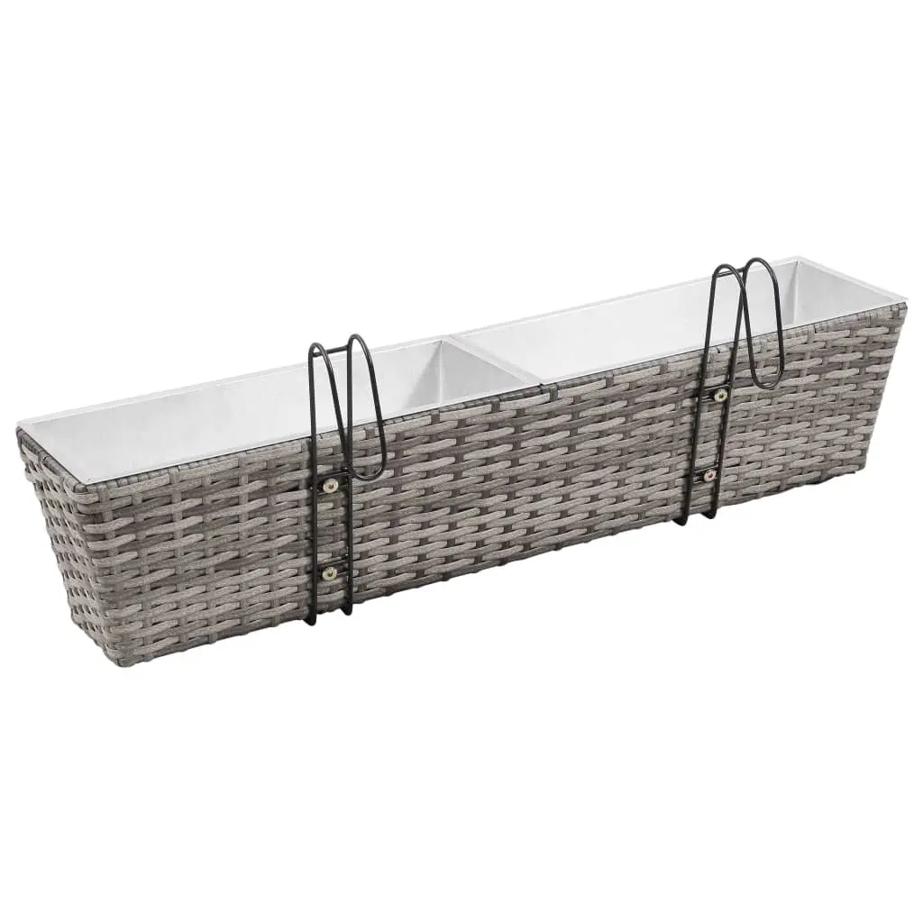 vidaXL Balcony Planters 2 pcs 80 cm Grey Poly Rattan