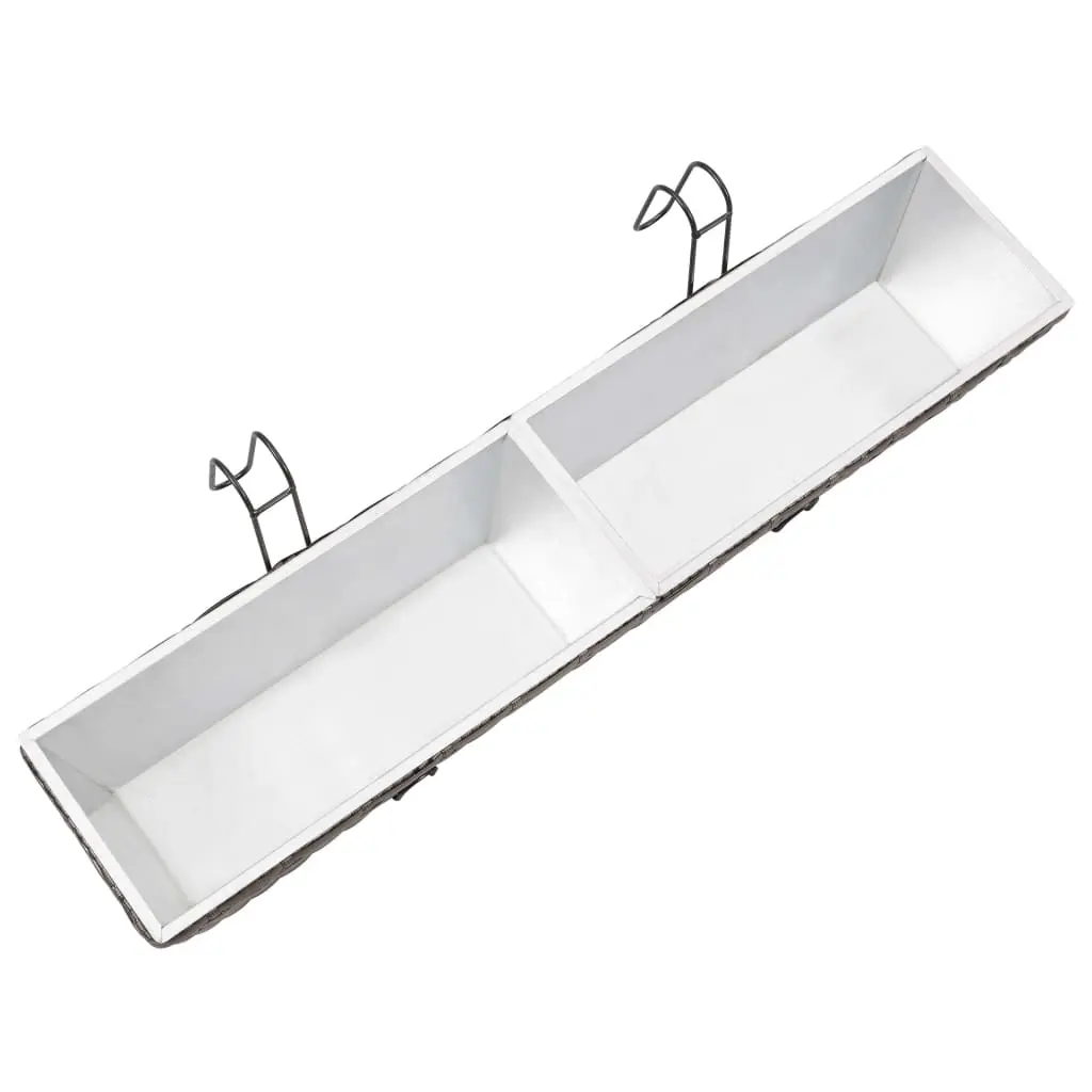 vidaXL Balcony Planters 2 pcs 80 cm Grey Poly Rattan