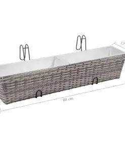 vidaXL Balcony Planters 2 pcs 80 cm Grey Poly Rattan