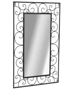 vidaXL Garden Wall Mirror Rectangular 50×80 cm Black
