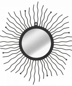 vidaXL Garden Wall Mirror Sunburst 60 cm Black