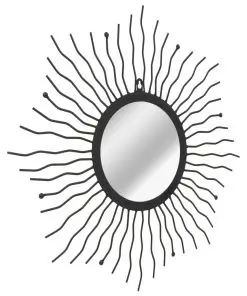 vidaXL Garden Wall Mirror Sunburst 60 cm Black
