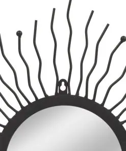 vidaXL Garden Wall Mirror Sunburst 60 cm Black