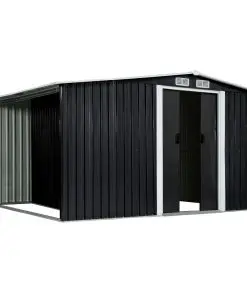 vidaXL Garden Shed with Sliding Doors Anthracite 329.5x131x178 cm Steel