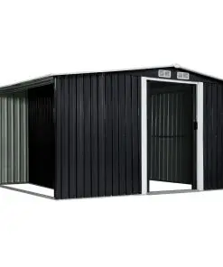 vidaXL Garden Shed with Sliding Doors Anthracite 329.5x131x178 cm Steel