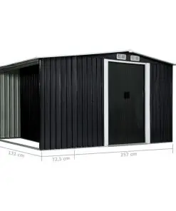 vidaXL Garden Shed with Sliding Doors Anthracite 329.5x131x178 cm Steel