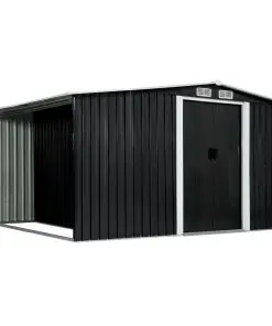 vidaXL Garden Shed with Sliding Doors Anthracite 329.5x205x178 cm Steel