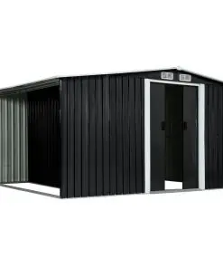 vidaXL Garden Shed with Sliding Doors Anthracite 329.5x205x178 cm Steel