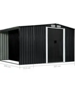 vidaXL Garden Shed with Sliding Doors Anthracite 329.5x205x178 cm Steel