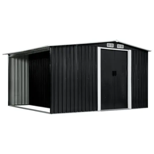 vidaXL Garden Shed with Sliding Doors Anthracite 329.5x259x178 cm Steel