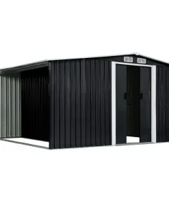 vidaXL Garden Shed with Sliding Doors Anthracite 329.5x259x178 cm Steel
