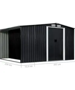 vidaXL Garden Shed with Sliding Doors Anthracite 329.5x259x178 cm Steel