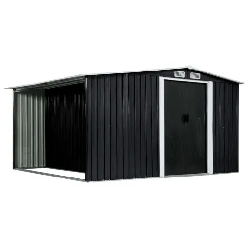 vidaXL Garden Shed with Sliding Doors Anthracite 329.5x312x178 cm Steel