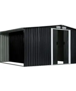 vidaXL Garden Shed with Sliding Doors Anthracite 329.5x312x178 cm Steel