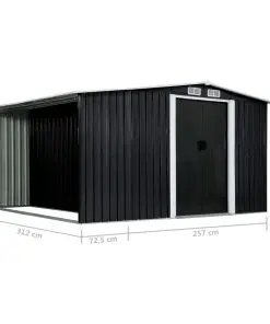 vidaXL Garden Shed with Sliding Doors Anthracite 329.5x312x178 cm Steel