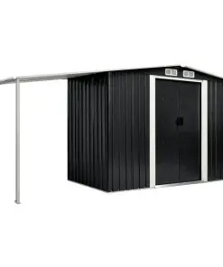 vidaXL Garden Shed with Sliding Doors Anthracite 386x131x178 cm Steel