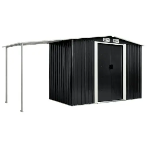 vidaXL Garden Shed with Sliding Doors Anthracite 386x131x178 cm Steel