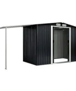 vidaXL Garden Shed with Sliding Doors Anthracite 386x131x178 cm Steel