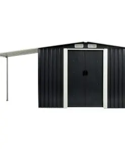 vidaXL Garden Shed with Sliding Doors Anthracite 386x131x178 cm Steel