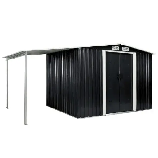 vidaXL Garden Shed with Sliding Doors Anthracite 386x205x178 cm Steel